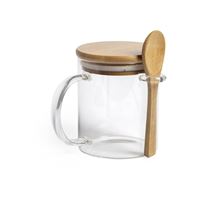 TAZZA IN VETRO CON COPERCHIO E CUCCHIAIO IN BAMBOO